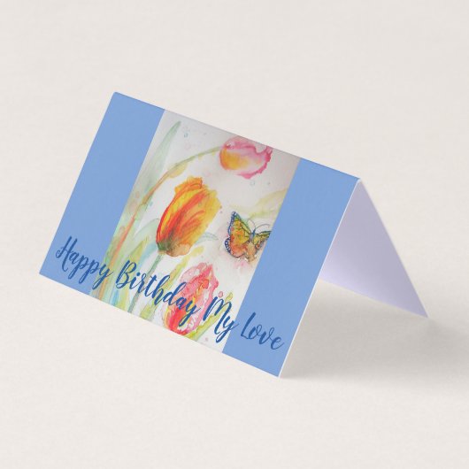 Kleurrijke Tulp Waterverf Kunst Liefde Verjaardag Kaart (Voorkant)