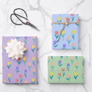 Kleurrijke Tulpen Bloem Ontwerp Inpakpapier Vel