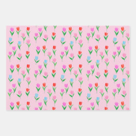 Kleurrijke Tulpen Bloem Ontwerp Inpakpapier Vel