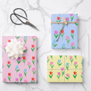 Kleurrijke Tulpen Bloem Ontwerp Inpakpapier Vel
