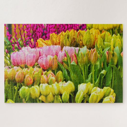 Kleurrijke Tulpen Bloemenmarkt Legpuzzel (Horizontaal)