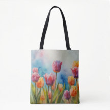 Kleurrijke tulpen canvas tas voor de lente