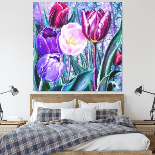 Kleurrijke Tulpen Canvasprint Canvas Afdruk (Insitu (Slaapkamer))