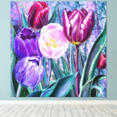 Kleurrijke Tulpen Canvasprint Canvas Afdruk (Insitu (Houten vloer))
