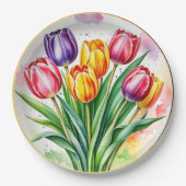 Kleurrijke tulpen Elegant Papieren Bordje (Voorkant)