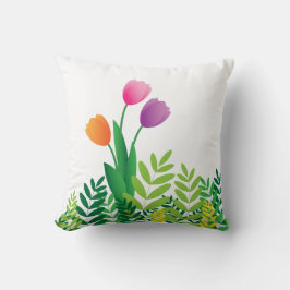 Kleurrijke tulpen en groene vegetatie kussen