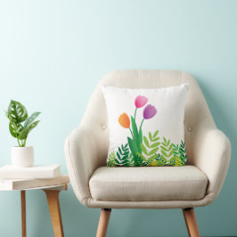 Kleurrijke tulpen en groene vegetatie kussen
