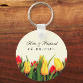 Kleurrijke Tulpen Floral Wedding voor Sleutelhange Sleutelhanger (Voorkant)