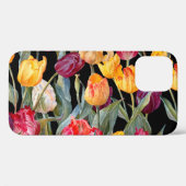 Kleurrijke tulpen, geïsoleerde zwarte achtergrond. Case-Mate iPhone case (Achterkant (horizontaal))
