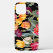 Kleurrijke tulpen, geïsoleerde zwarte achtergrond. Case-Mate iPhone case (Achterkant)