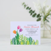 Kleurrijke Tulpen & Groen Paasbrunch Kaart (Staand voorkant)