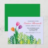 Kleurrijke Tulpen & Groen Paasbrunch Kaart (Voorkant / Achterkant)