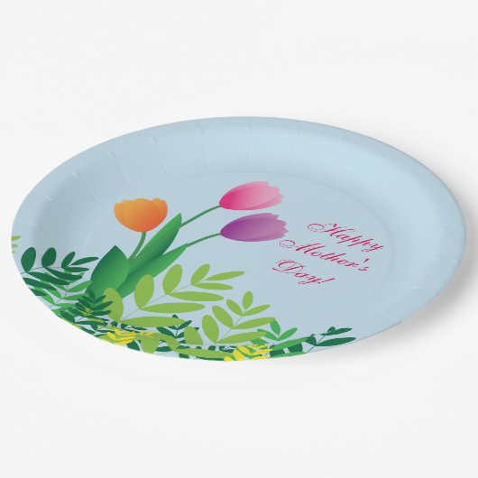 Kleurrijke tulpen, Happy Moederdag Papieren Bordje (Gekanteld)