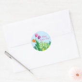 Kleurrijke tulpen, Happy Moederdag Ronde Sticker (Envelop)