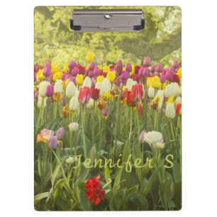 Kleurrijke tulpen in een park gepersonaliseerd klembord