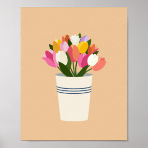 Kleurrijke tulpen in een vaas poster