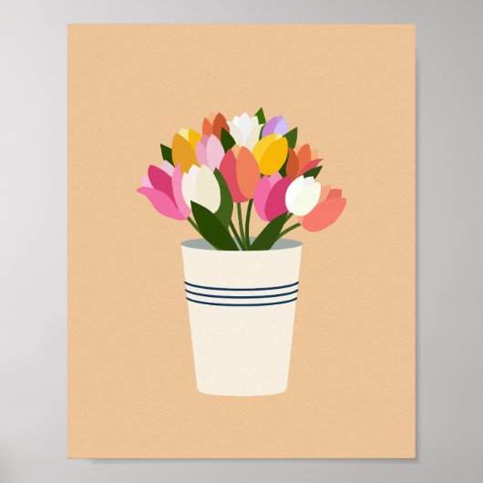 Kleurrijke tulpen in een vaas poster (Voorkant)