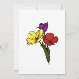 Kleurrijke tulpen in geel Paarse en rood Feestdagenkaart