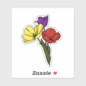 Kleurrijke tulpen in geel, Paarse en rood Sticker (Vel)