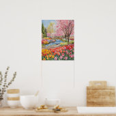 Kleurrijke tulpen in het park poster (Keuken)