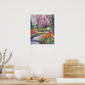 Kleurrijke tulpen in het park poster (Keuken)