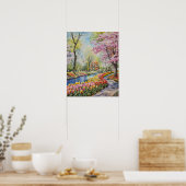 Kleurrijke tulpen in het park poster (Keuken)