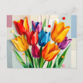 Kleurrijke tulpen in moderne Abstracte stijl Feestdagenkaart (Voorkant)