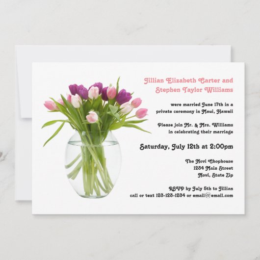 Kleurrijke tulpen in vaas - Trouwkaart Kaart (Voorkant)