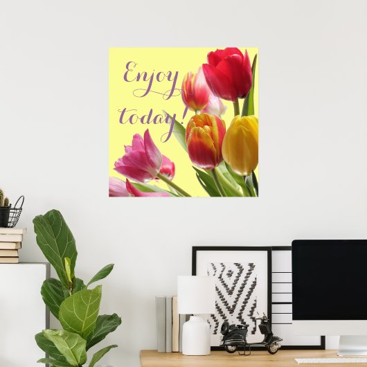 Kleurrijke Tulpen met prijsopgave Poster (Thuiskantoor)