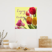 Kleurrijke Tulpen met prijsopgave Poster (Keuken)