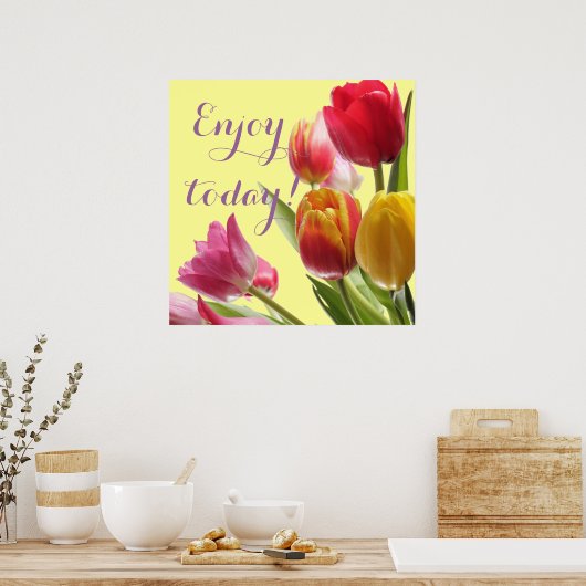 Kleurrijke Tulpen met  prijsopgave Poster (Keuken)