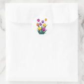 Kleurrijke Tulpen Ronde Sticker (Tas)