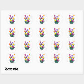 Kleurrijke Tulpen Ronde Sticker (Vel)