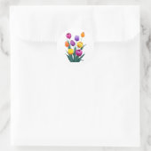 Kleurrijke Tulpen Ronde Sticker (Tas)