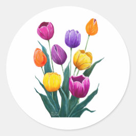 Kleurrijke Tulpen Ronde Sticker