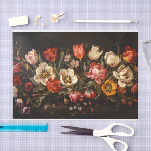 Kleurrijke Tulpen Schilderen Botanische Decoupage Tissuepapier (Craft)