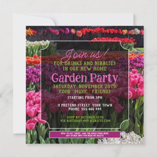 Kleurrijke Tulpen Speciale Verjaardag Tuin Dans Kaart (Achterkant)