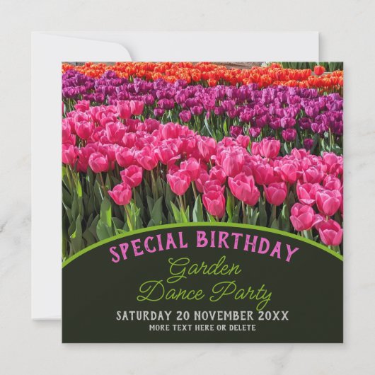 Kleurrijke Tulpen Speciale Verjaardag Tuin Dans Kaart (Voorkant)