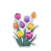 Kleurrijke Tulpen Sticker (Voorkant)