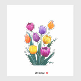 Kleurrijke Tulpen Sticker