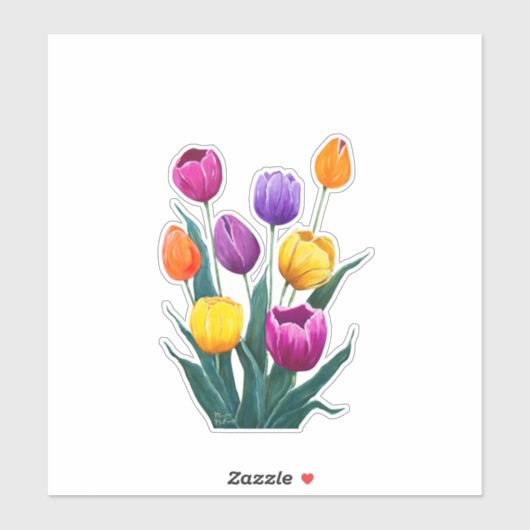 Kleurrijke Tulpen Sticker (Vel)