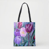 Kleurrijke Tulpen Tote Tas (Voorkant)