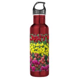 Kleurrijke Tulpen Tuin Bloemen Waterfles