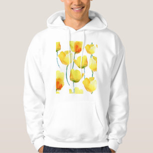 Kleurrijke Tulpen Waterverf: Naadloze Illustratie Hoodie
