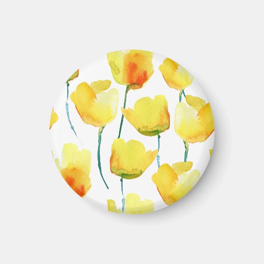 Kleurrijke Tulpen Waterverf: Naadloze Illustratie Magneet (Voorkant)