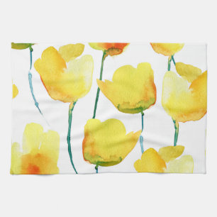 Kleurrijke Tulpen Waterverf: Naadloze Illustratie Theedoek