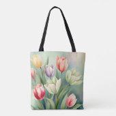 Kleurrijke Tulpen Waterverf Romantisch Tote Bag (Achterkant)