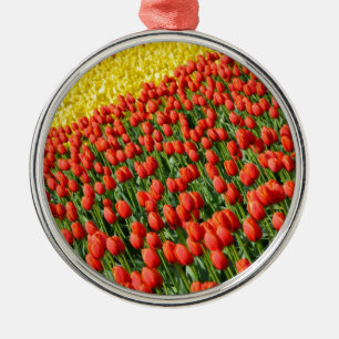 Kleurrijke tulpendruk boerderij metalen ornament