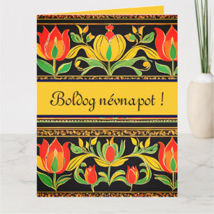 Kleurrijke tulpenkist - Naam Dag Kaart