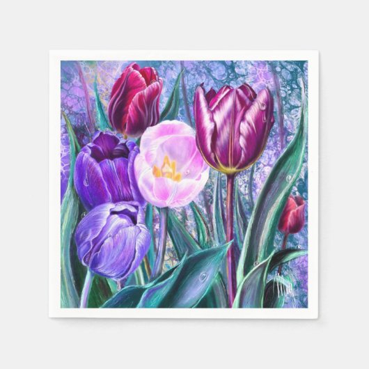 Kleurrijke Tulpenservetten Servet (Voorkant)